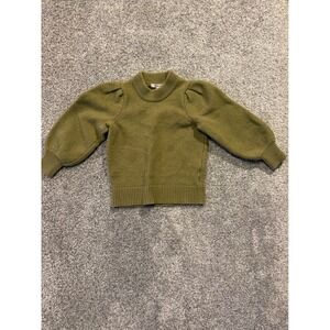 Madewell Sweater Womens XXS Olive Green Puff Sleeve Knit Cotton Wool Blend